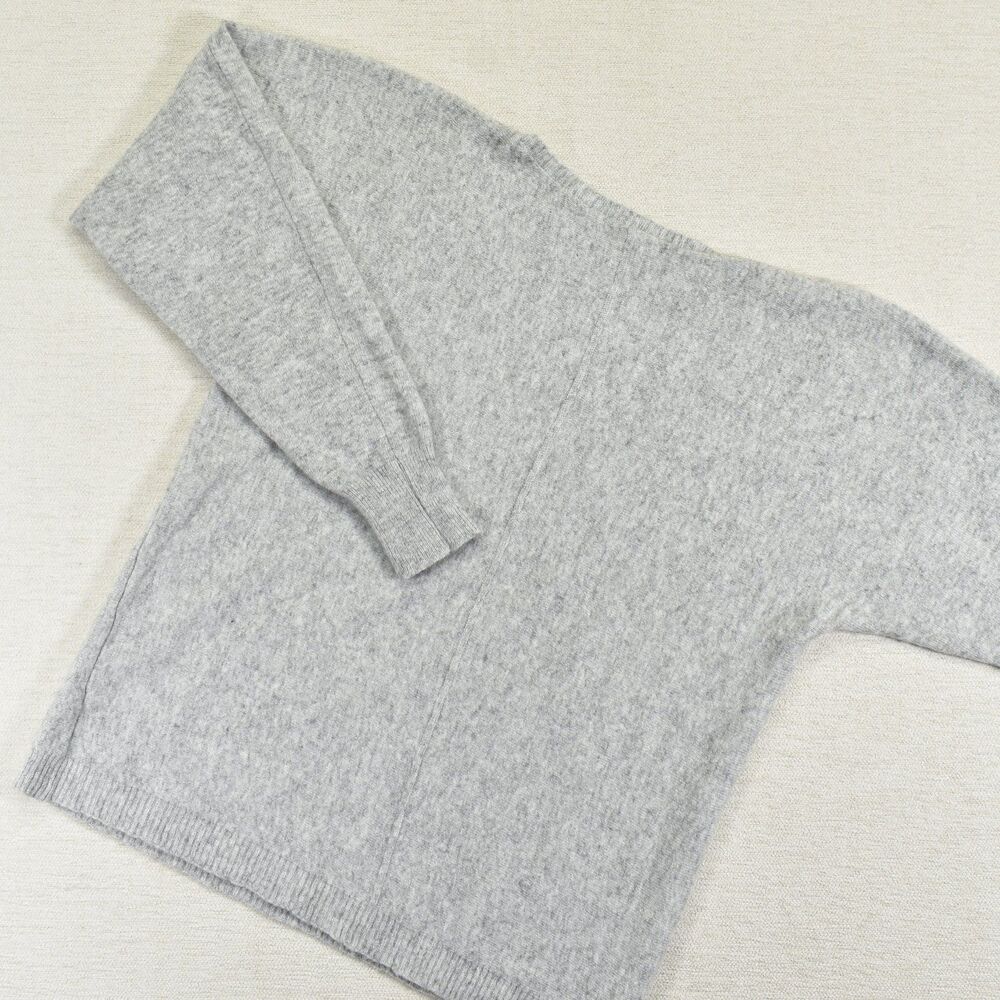 Bianco & Blu Cashmere Silk Blend Boatneck Knit Sweater Heather Light Grey Medium